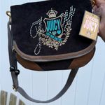 Juicy Couture Y2K Crossbody Bag Purse Love Your Couture Velour Black Brown H Photo 0