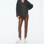 ZARA NWT  CAMEL FAUX LEATHER LEGGING PANTS Size L Photo 4