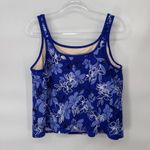 L.L.Bean Floral Swim Tankini Top Swimsuit Blue White Casual Comfort Size 22 Photo 3