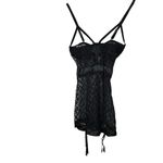 Frederick's of Hollywood Vintage  Black Satin Sheer Teddy Bodysuit Size Small Photo 4