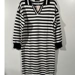 City Streets Striped Sweater Dress with Collar V Photo 1