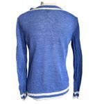 Talbots V-Neck Pullover Linen Sweater Blue Contrast Trim Size S Rory Gilmore Photo 1