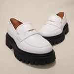 Maje NEW Leather Platform Coin Loafers White size 39 /8.5 Photo 0