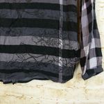 Desigual Shirt Women L Black Gray Striped Floral Embroidery Laura Illa Popover Photo 11