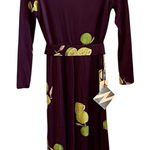 Vintage 70s 80s Bullocks long sleeve midi Purple Dress with Lime Accents Size 12 Photo 0