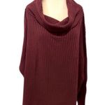 Free People  Juicy Deep Wine Waffle Knit Cowl Neck Oversized Sweater Small NWT Photo 2