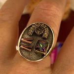 Two Tone Art Deco Rainbow Topaz & CZ Ring Size 8 Photo 4