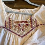 Free People Embellished Blouse Boho Top Distressed Oversized Cream Flowy S Layer Photo 3