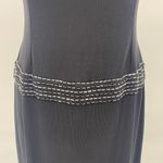 Vintage 90s Papell Boutique Mini Cocktail Dress Beaded Drop Waist Black Silver 6 Photo 3
