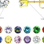 January birthstone garnet cz in 14k gold plated post earrings. New Red Photo 5