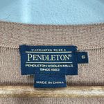 Pendleton  Ribbed Knit Cardigan Belted Long Sleeve V Neck Tan Silk Cotton Blend Photo 4