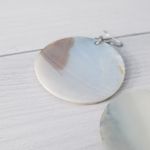 Vintage Dangle Earrings Extra Large Painted Shell Green & Black Photo 7