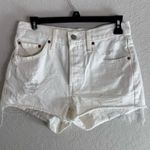 Levi's  Women's 501 White Raw Hem Distressed Jean Shorts Size 26 Photo 0