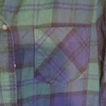 Old Navy Women's Classic  Green and Blue Flannel Shirt Photo 2