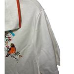 Lands' End Polo Shirt Womens Large Bird White Orange Cotton Preppy Whimsical Photo 1