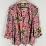 Violet+Claire Semi Sheer Chiffon Floral Print 3/4 Sleeve Popover Blouse Photo 0