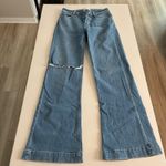 Paige  Leenah Wide Leg Button Fly Jeans Light Wash Distressed Size 26 Photo 0