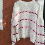 SheIn Women’s Loose Fit Knit Sweater White and Red Size Extra Large Striped Photo 0