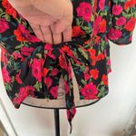 EXPRESS  Womens Blouse Sz XS Floral Surplice Front Tie Boho Garden Party Y2k 90s Photo 7