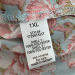 Active USA  Sheer Floral Chiffon Tie Front Crop Blouse Blue Pink 1XL Puff Sleeve Photo 11