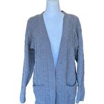 POL Chunky Cable Knit Cardigan Sweater Soft Plush Button Front Womens Small Gray Photo 1