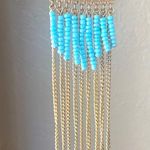 Anthropologie  Shiraleah Eulalia Necklace Turquoise Fringe Chains Photo 2