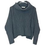 Moon & Madison Blue-Gray Plush Cowl Neck Knit Sweater Photo 0