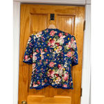 Richard Warren 100% Silk Floral Jacket 14 Vintage Puff Sleeve Evening Top Blue Photo 4