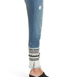 BLANK NYC Embellished Straight Leg Denim Blue Jeans Photo 2