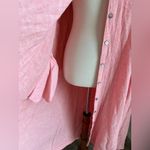 Calypso St. Barth Pink Linen Blend Eyelet Sleeve Shirt Dress, Pockets, Medium Photo 2