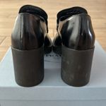 Prada Chocolate Brushed Black Leather Heeled Loafers Size: 40 Photo 8