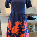 HD in Paris  Blue and Orange Patterned Midi Dress Photo 0
