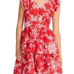 Betsey Johnson Red Floral Seersucker Cotton Bush Garden Flounce Tier Mini Dress Photo 0