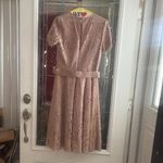 Eliza J  Mauve Lace Floral Formal Dress Belted Short Sleeves Cocktail Aline Sz 4 Photo 5