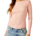 Free People 💖🆕 by We The Free Pink Blush Open Back Long Sleeve Tee✨NWT✨ Photo 0