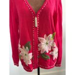 kim rogers Vintage Womens Christmas Cardigan Sweater Floral Embellished Beads Photo 1