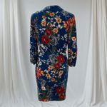 Forever 21  Navy Floral Faux Wrap Half Sleeve Dress Size L Photo 5