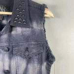 Rock & Republic Rock‎ & Republic Gunshow Vest Women's Size XS Black Denim Studs Biker Punk NWT Photo 6