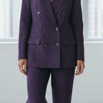 Pendleton Vintage  Women’s Suit Blazer Sz 10 & Pants Sz 14 Purple Striped Wool Photo 0