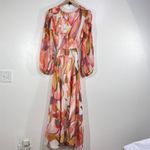 Petal & Pup Laquin Long Sleeve Maxi Dress Abstract Floral Cutout Bow Back Large Pink Photo 3