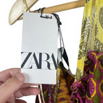 ZARA NWT Printed Chiffon Open Back Halter Top in Pink/Orange Size L Photo 8