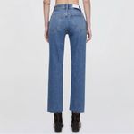RE/DONE 70s Stove Pipe Jeans in Medium Vain Sz 25 High Rise Raw Hem Rigid Denim Photo 3