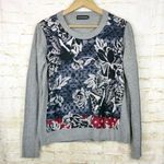 Textile Rebels Top Women M Gray Knit Cashmere Blend Silk Floral Print Italy Y2K Size M Photo 0