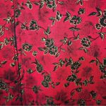 Vintage Miss Dorby Red Black Floral Dress Size 8 Crocheted Lace Collar Midi Maxi Photo 4