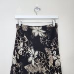 Vintage Y2K New York & Company Black Cream Floral Ruffle Bias Cut Midi Skirt 2 Photo 5