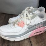 Nike White and pink Air Max 90 sneakers. Listed as 6Y, equivalent to size 8 women’s. (I wear 7 and they fit perfect) #AirMax90 #Sneakerhead Photo 0
