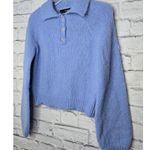 Vero Moda Mabel knit polo sweater blouse XS women's blue soft fuzzy fall winter Photo 3