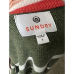 Sundry  Striped Cardigan Wool Blend Button Olive Ivory w/Orange Detail Small Photo 3