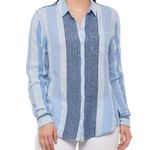 BeachLunchLounge Linen Blend Striped Button Up Top Photo 0