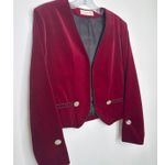 Jones New York Vintage  Burgundy Velvet crop open front Blazer Jeweled Button Med Photo 12